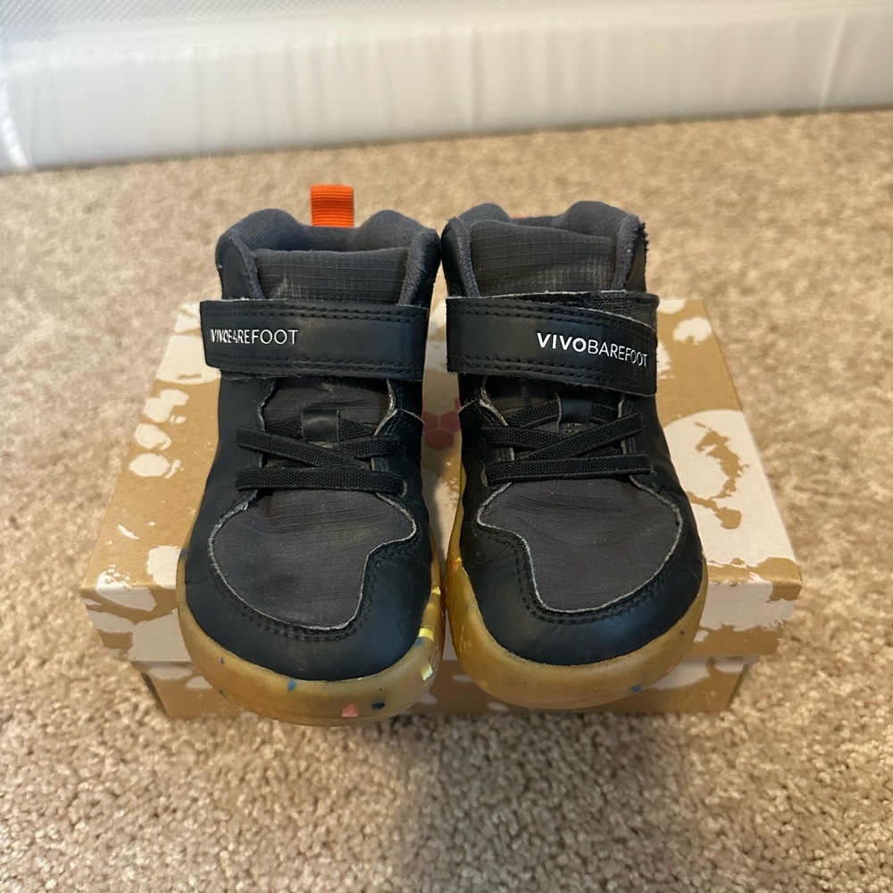 Vivo barefoot Kids Sneakers - Black with Orange Detail